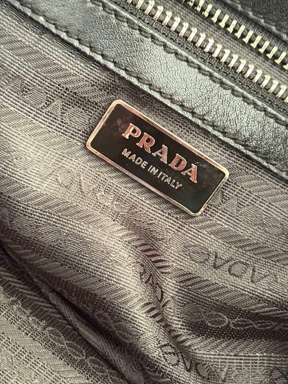 Prada Black Leather Messenger Bag with Gold-Tone Hardware - Picture 4 of 6